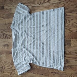(L) Talbots Metallic Striped Lightweight Casual T-Shirt Classic Linen Blend